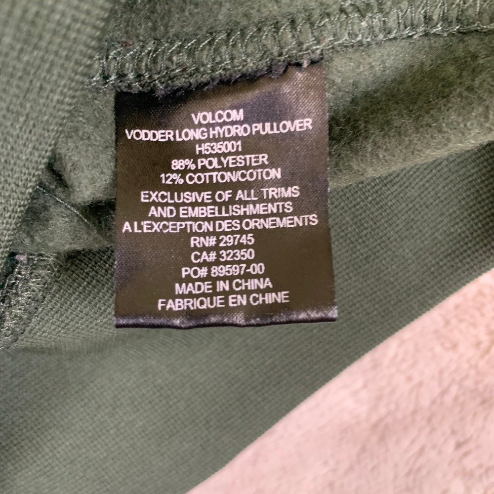Volcom Vodder Long Hydro Pullover Green Half Zip Hoodie Zebra Print‎ Hood Small - Picture 5 of 11